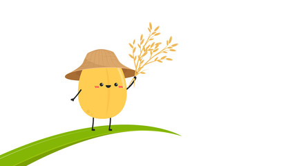 Rice character design. rice vector on white background. rice seed.