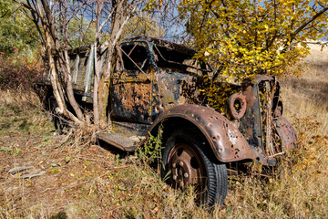 Fototapeta na wymiar Old Truck in the Fields