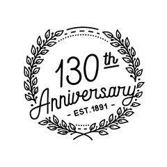 130 years anniversary celebrations design template. 130th logo. Vector and illustrations.