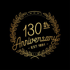 130 years anniversary celebrations design template. 130th logo. Vector and illustrations.