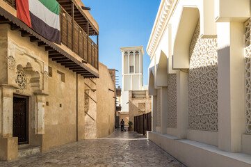 Fototapeta na wymiar Traditional Arabic street in Bastakiya, Dubai