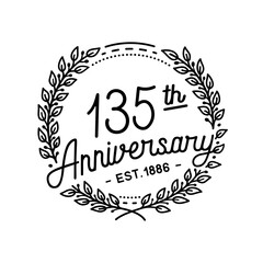 135 years anniversary celebrations design template. 135th logo. Vector and illustrations.