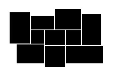 Collage blank frame photo part or picture. Modern paper board set with template collage. Vector photo frame mockup on white background. Vector illustration.