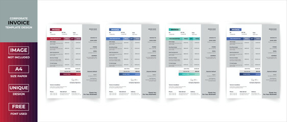 Minimal Creative Corporate Business invoice Template. Invoice For your Business Print ready Invoice Vector template Design