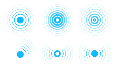 Radar vector icons. Signal concentric circles. Sonar sound waves isolated on white background. Fat style vector illustration EPS 10.