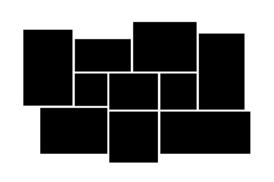 Collage blank frame photo part or picture. Modern paper board set with template collage. Vector photo frame mockup on white background. Vector illustration.