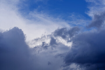 Blue sky with stormy clouds.