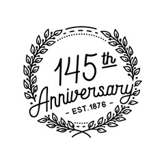 145 years anniversary celebrations design template. 145th logo. Vector and illustrations.