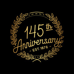 145 years anniversary celebrations design template. 145th logo. Vector and illustrations.