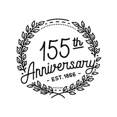 155 years anniversary celebrations design template. 155th logo. Vector and illustrations.