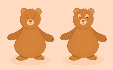 Obraz na płótnie Canvas Cute cartoon brown bears. Design for kids. 