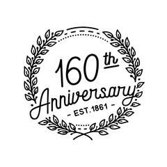 160 years anniversary celebrations design template. 160th logo. Vector and illustrations.