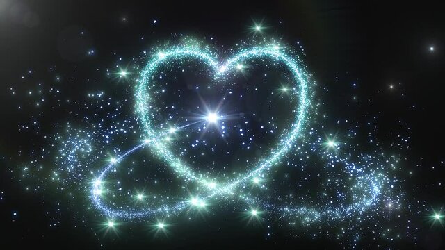 Heart Glitter Sparkling Particles Love Fireworks background.