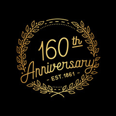160 years anniversary celebrations design template. 160th logo. Vector and illustrations.