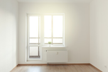  White wall interior and window view. Property Estate concept