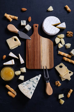Different sorts of cheese on backround