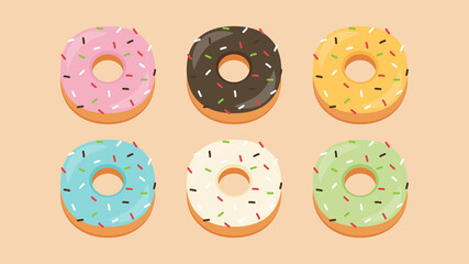 Donut vector. Doughnut vector set on pastel background.