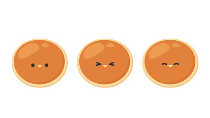 Pancake character design. Pancake on white background. Pancakes stack.