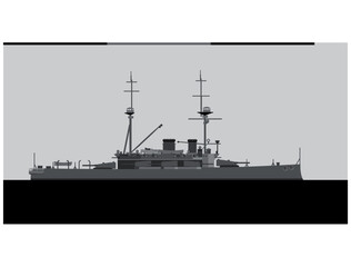 HMS LORD NELSON 1908. Royal Navy battleship. Vector image for illustrations and infographics.