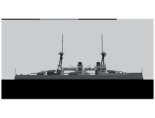 HMS NEPTUNE 1911. Royal Navy battleship. Vector image for illustrations and infographics. © Alex