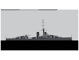 HMS ORION 1912. Royal Navy battleship. Vector image for illustrations and infographics.