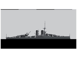 HMS KING GEORGE V 1912. Royal Navy battleship. Vector image for illustrations and infographics.
