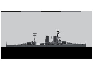 HMS CANADA 1915. Royal Navy battleship. Vector image for illustrations and infographics.