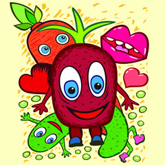 Several vegetables gathered together to make crazy party and to have a lot of fun