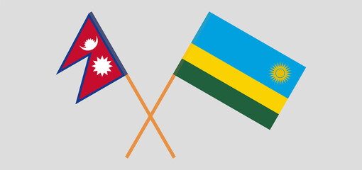 Crossed flags of Nepal and Rwanda