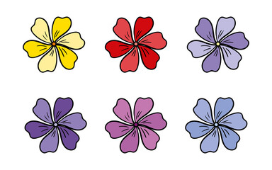 Vector multicolored wild flowers cornflower in doodle style. Design for postcards, web banners, birthdays, greeting and invitation cards, gift wrapping, icons.