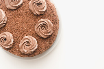 truffle cake on white background, chocolate cake 