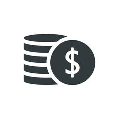 Coin stack icon. Money dollar symbol. Busines pay concept. Vector isolated on white