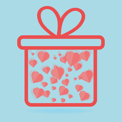 hearts in a gift box