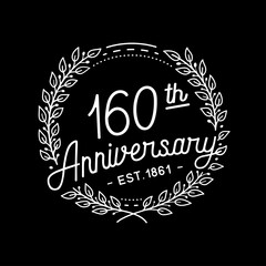 160 years anniversary celebrations design template. 160th logo. Vector and illustrations.