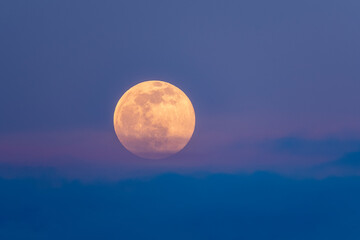 Fototapeta na wymiar Blue light red full moon landscape