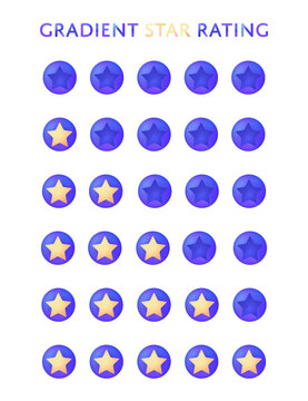 Set of vector gradient star ratings