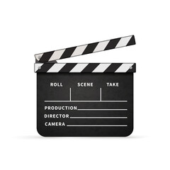 Obraz premium Detailed realistic movie clapper with copy space on white