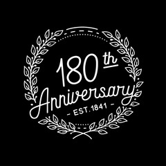 180 years anniversary celebrations design template. 180th logo. Vector and illustrations.