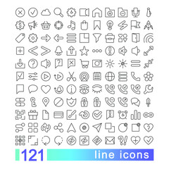 big line icons set, navigation icons