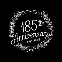 185 years anniversary celebrations design template. 185th logo. Vector and illustrations.