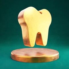 Tooth icon. Fortuna Gold Tooth symbol on golden podium.