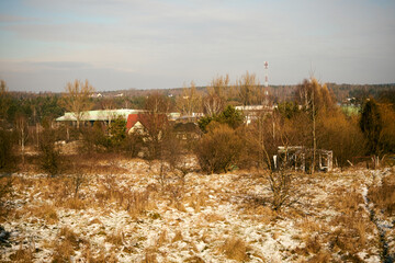 zimowe drzewa , łąka 