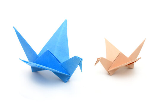 Two origami paper Birds