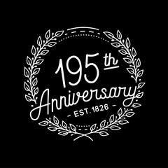 195 years anniversary celebrations design template. 195th logo. Vector and illustrations.