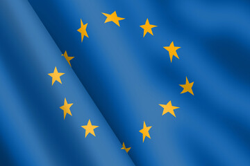 European Union waving flag 3d illustration wind ripple
