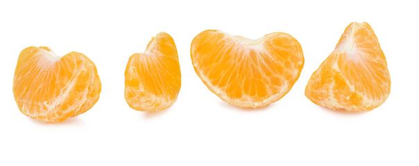 The Mandarin slices isolated on white background