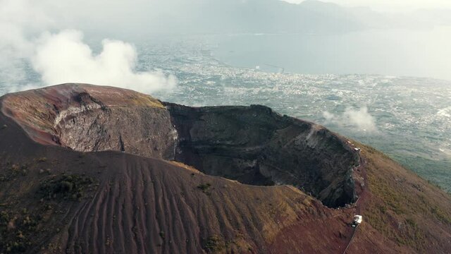 Aerial view over the Vesuvio volcano in Italy.
