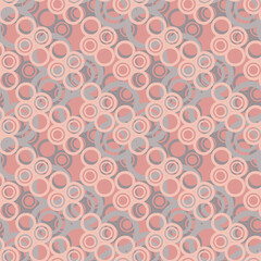 Pink and gray circles seamless vector pattern. Surface print design for fabrics, stationery, scrapbook paper, gift wrap, textiles, backgrounds, and packaging.