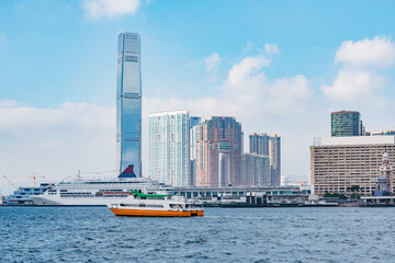 View of Hong Kong harbour by Kowloon.