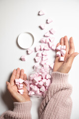 Marshmallows in the shape of a heart for Valentine's Day